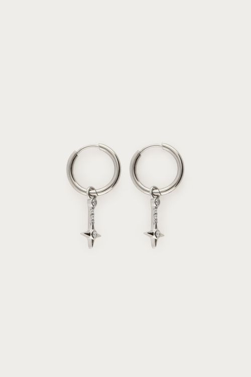 Nomads minimalist hoop earrings with star & rhinestones | My Jewellery