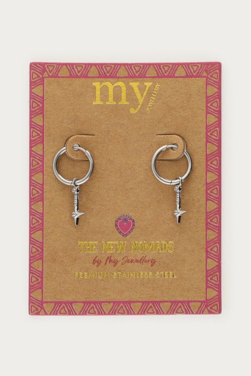 Nomads minimalist hoop earrings with star & rhinestones | My Jewellery