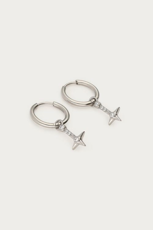 Nomads minimalist hoop earrings with star & rhinestones | My Jewellery
