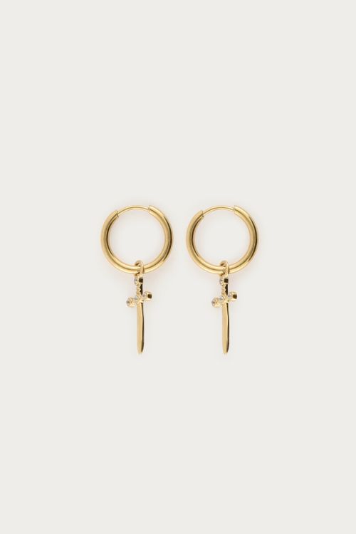 Nomads minimalist hoop earrings with sword | My Jewellery
