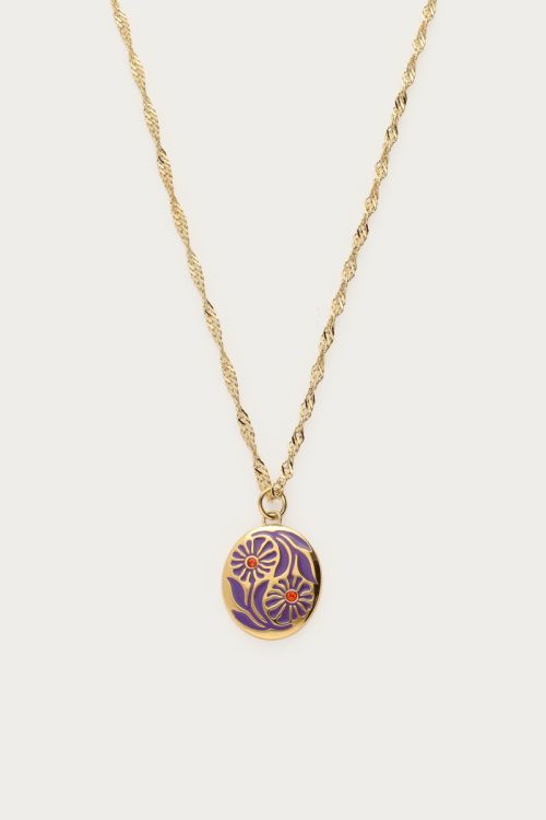 Nomads ketting met paarse bloemen
