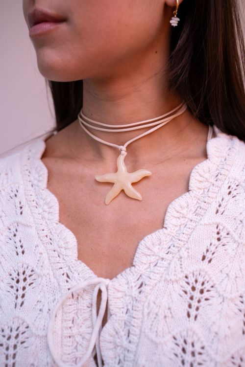 Ocean beige koord ketting met zeester