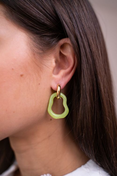 Ocean green hoop earrings organic shape small