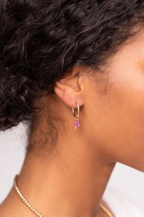One piece earring with pink beads | My Jewellery