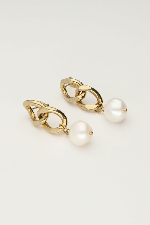 Drop earrings chain & pearl | My Jewellery
