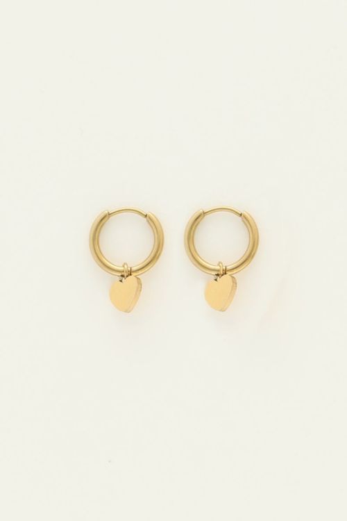 Small hoop earrings with heart charm