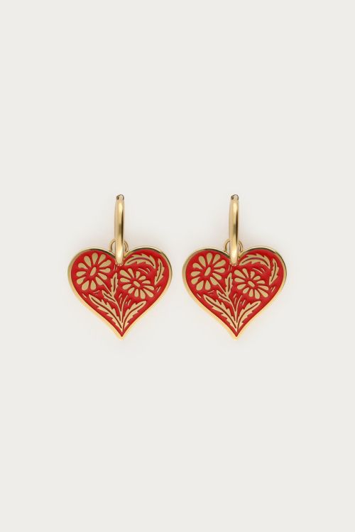 Earrings with heart charm with flowers | My Jewellery