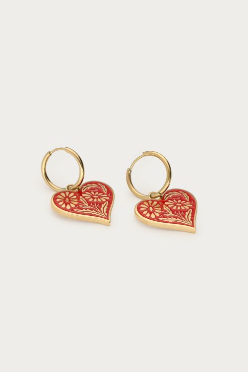 Earrings with heart charm with flowers | My Jewellery