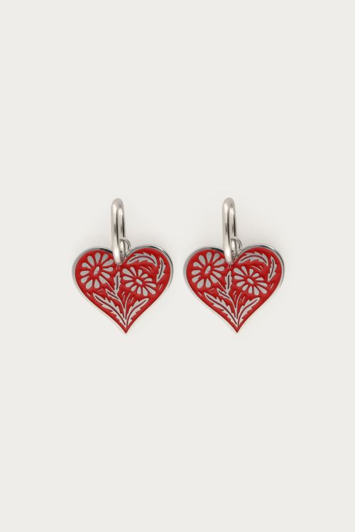 Earrings with heart charm with flowers | My Jewellery