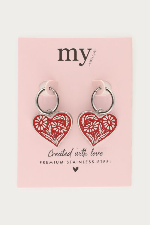 Earrings with heart charm with flowers | My Jewellery