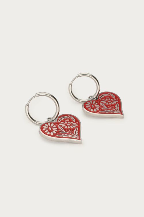 Earrings with heart charm with flowers | My Jewellery
