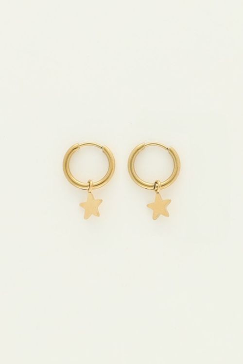 Small hoop earrings with star charm