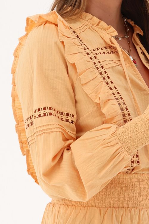 Orange blouse with ruffles & flowers | My Jewellery