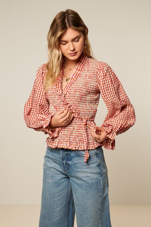 Orange checked smock top | My Jewellery