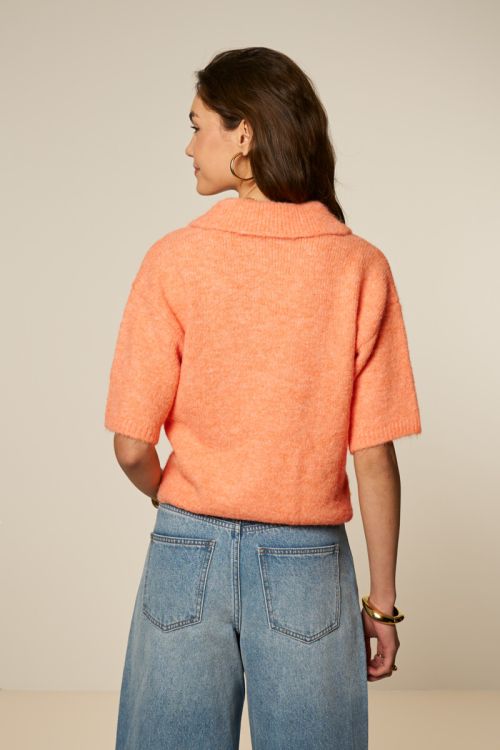 Orange polo cardigan with short sleeves | My Jewellery