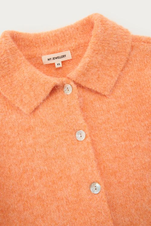 Orange polo cardigan with short sleeves | My Jewellery