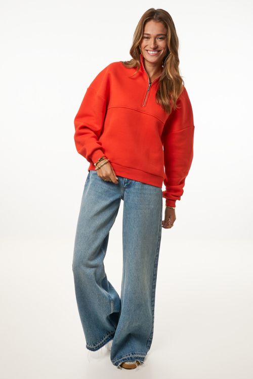 Orange sweater with zipper "Rue des rosiers" | My Jewellery