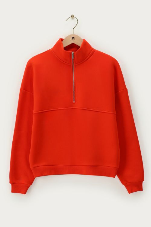 Orange sweater with zipper "Rue des rosiers" | My Jewellery