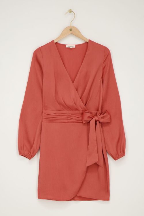 Orange wrap dress with draped waist | My Jewellery