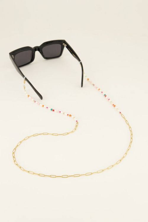 Pearl sunglasses chain with multicoloured beads | My Jewellery