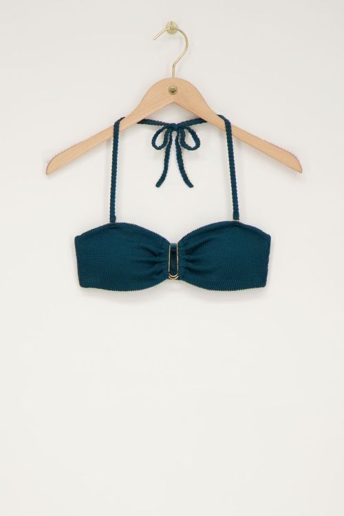 Petrol blue bandeau bikini top