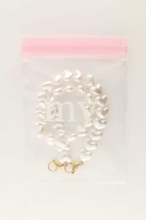 Phone lanyard with hearts pearls | My Jewellery