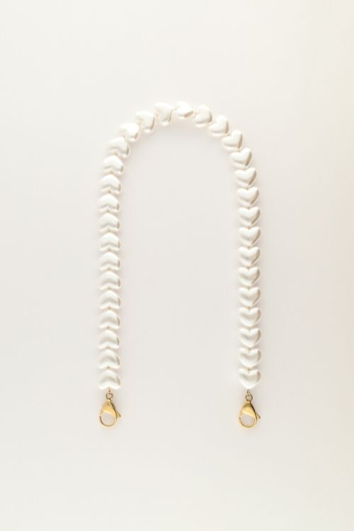 Cordon de téléphone avec perles en forme de coeur
