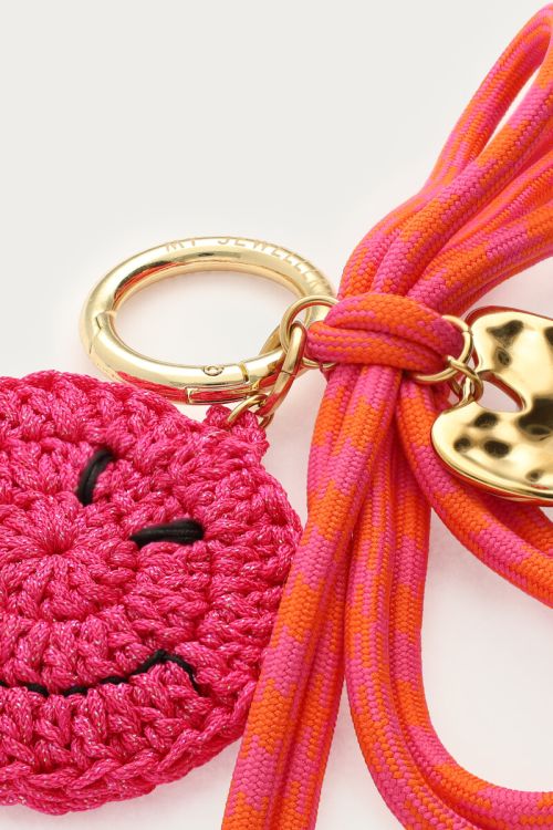 Pink bag charm with smiley  | My Jewellery