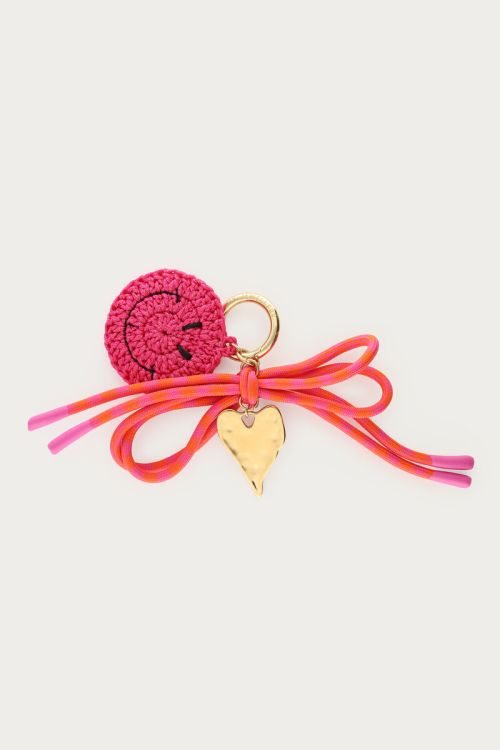 Pink bag charm with smiley  | My Jewellery