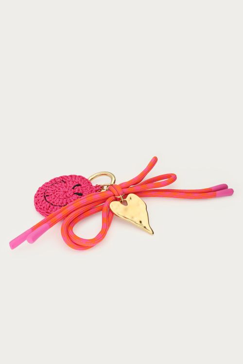 Pink bag charm with smiley  | My Jewellery