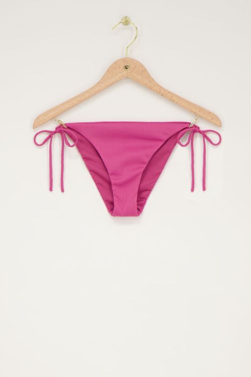 Pinke Bikini-Hose mit Schleifenbändern und Ripp