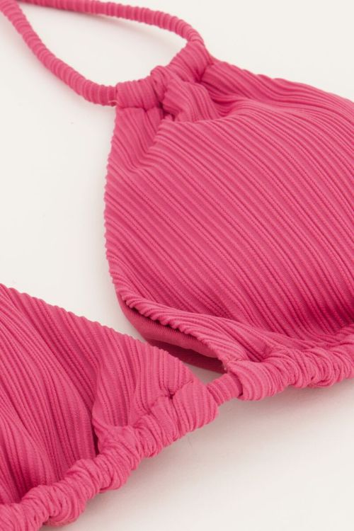Pink triangle bikini top with double strap & rib | My Jewellery