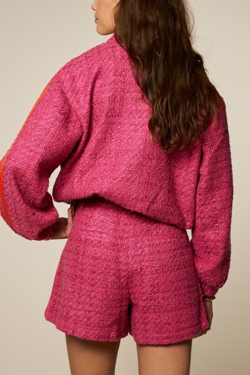 Pink bouclé shorts with tapes | My Jewellery