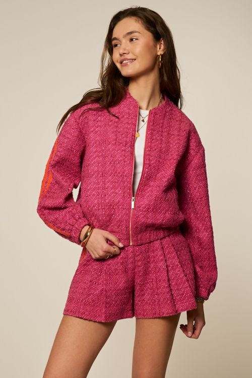 Pink bouclé shorts with tapes | My Jewellery