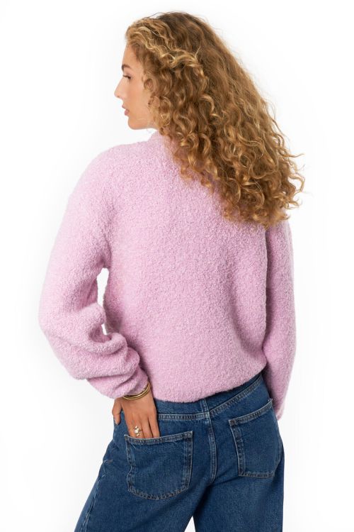 Pink long-sleeved bouclé polo shirt | My Jewellery