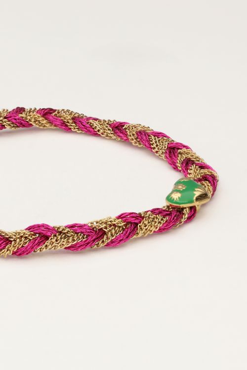 Pink braided bracelet with charm | My Jewellery