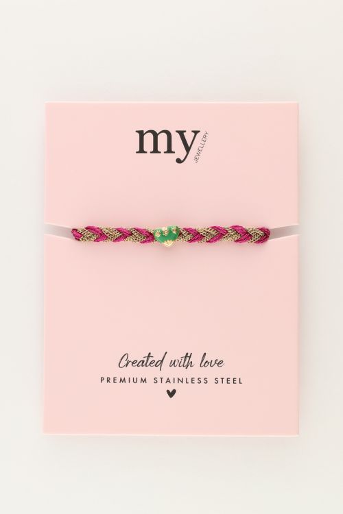 Pink braided bracelet with charm | My Jewellery
