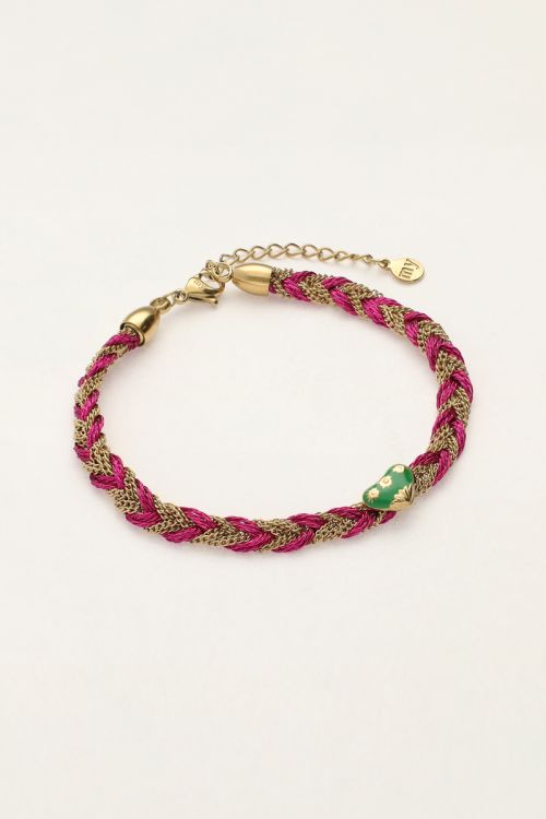 Pink braided bracelet with charm | My Jewellery