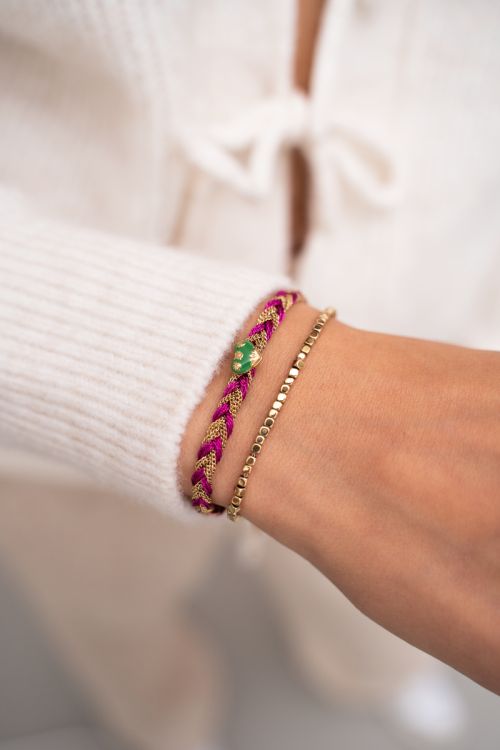 Pink braided bracelet with charm | My Jewellery