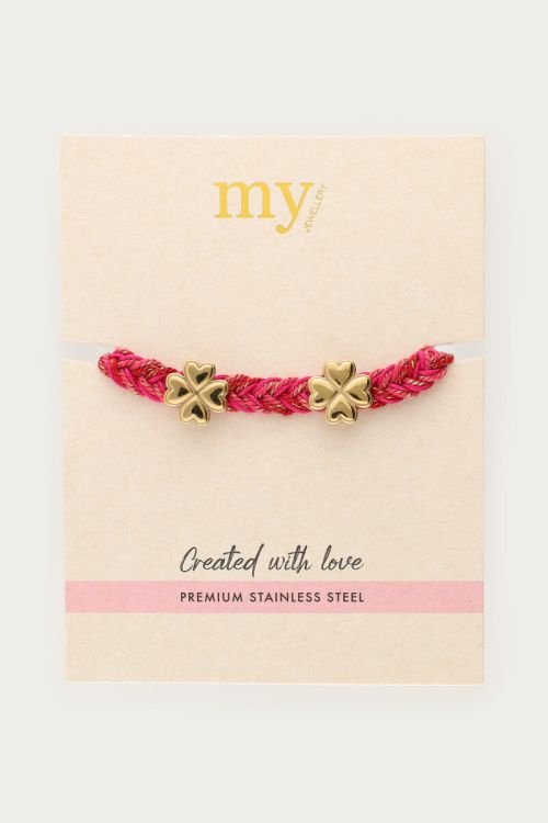 Pink braided bracelet with clover | My Jewellery