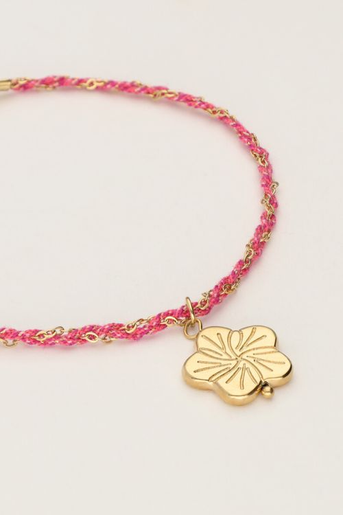 Pink cord bracelet with flower | My Jewellery