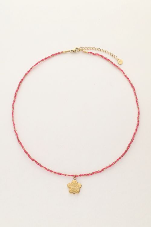 Pink cord necklace with flower | My Jewellery