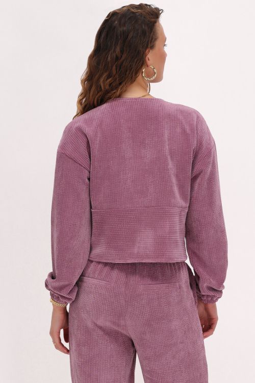 Pink corduroy top with bows | My Jewellery