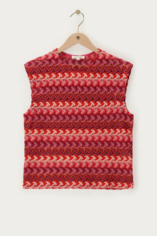 Top en crochet rose 