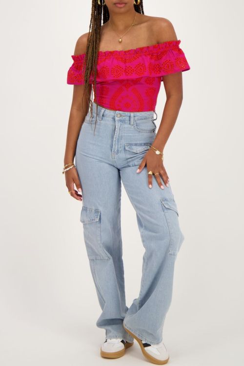 Pink cropped top with contrasting embroidery | My Jewellery