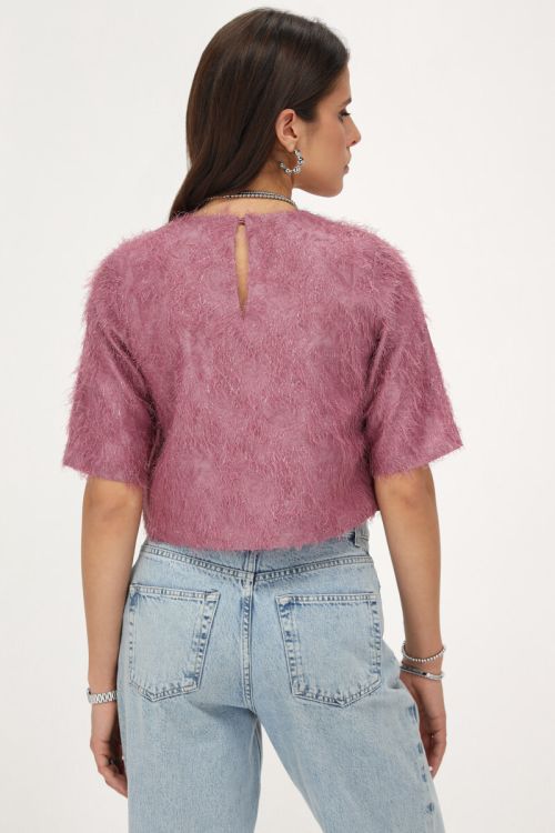 Pink cropped top with jacquard | My Jewellery