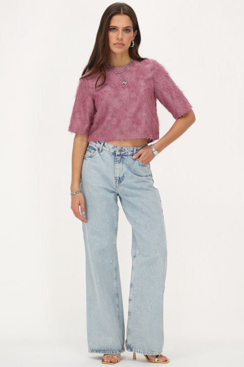 Pink cropped top with jacquard | My Jewellery