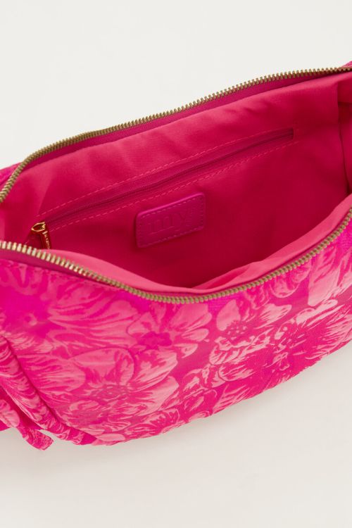 Pink cross body bag with jacquard & ruffles | My Jewellery
