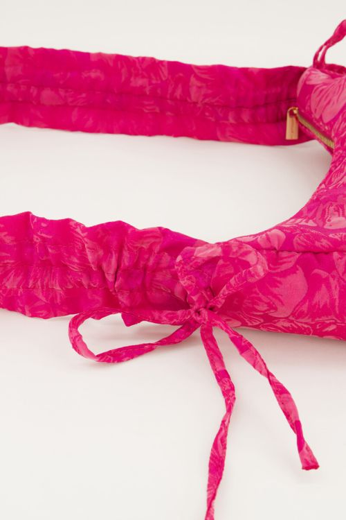 Pink cross body bag with jacquard & ruffles | My Jewellery