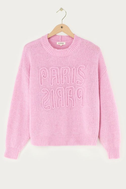 Pink embroidery sweater "Paris Paris Paris" | My Jewellery